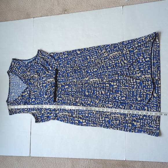 Charter Cub Faux Wrap Empire Waist Floral Sleeveless Dress LARGE Blue Black - Picture 15 of 16